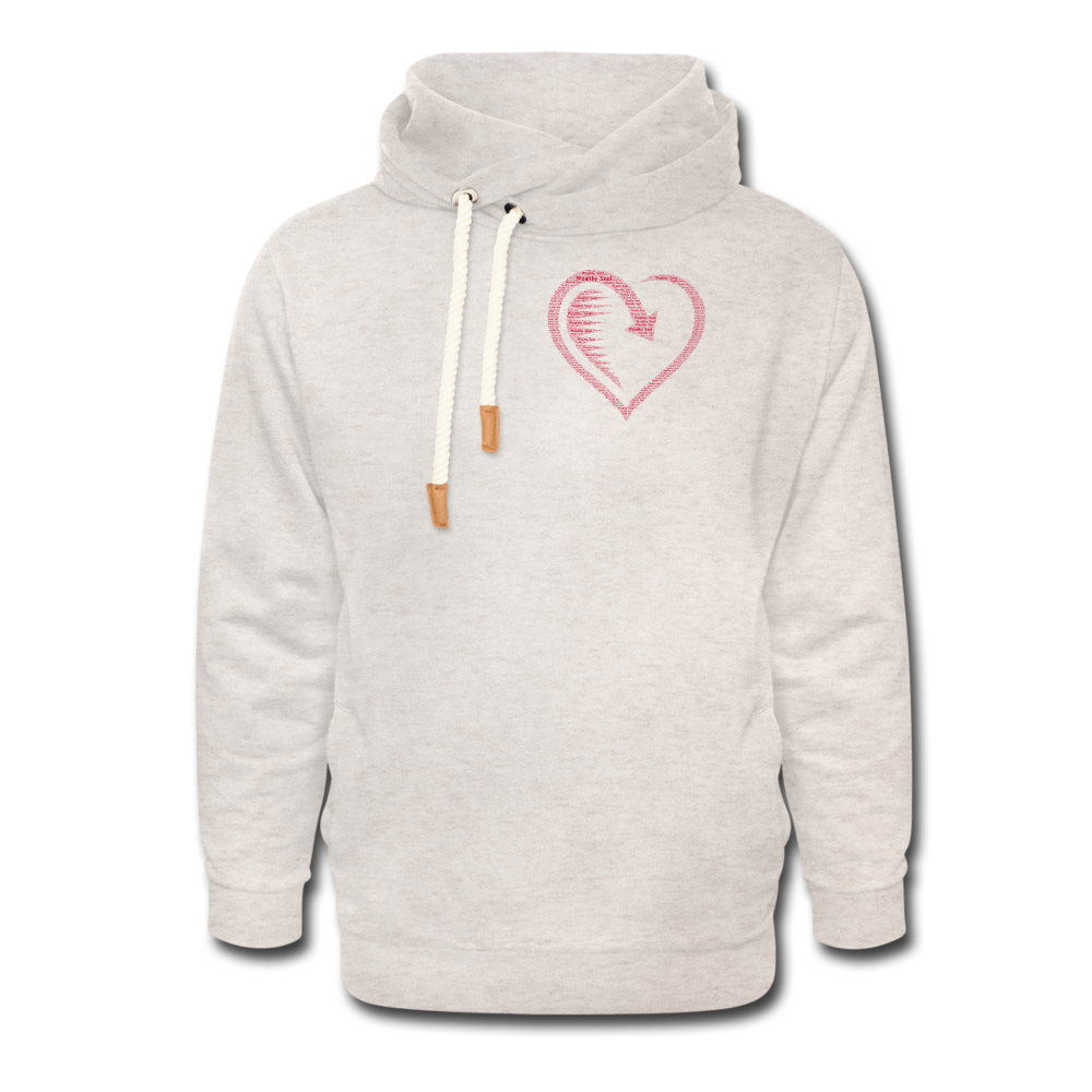 Wealthy Soul Heart (Worth More Than You Have) Shawl Collar Hoodie - heather oatmeal