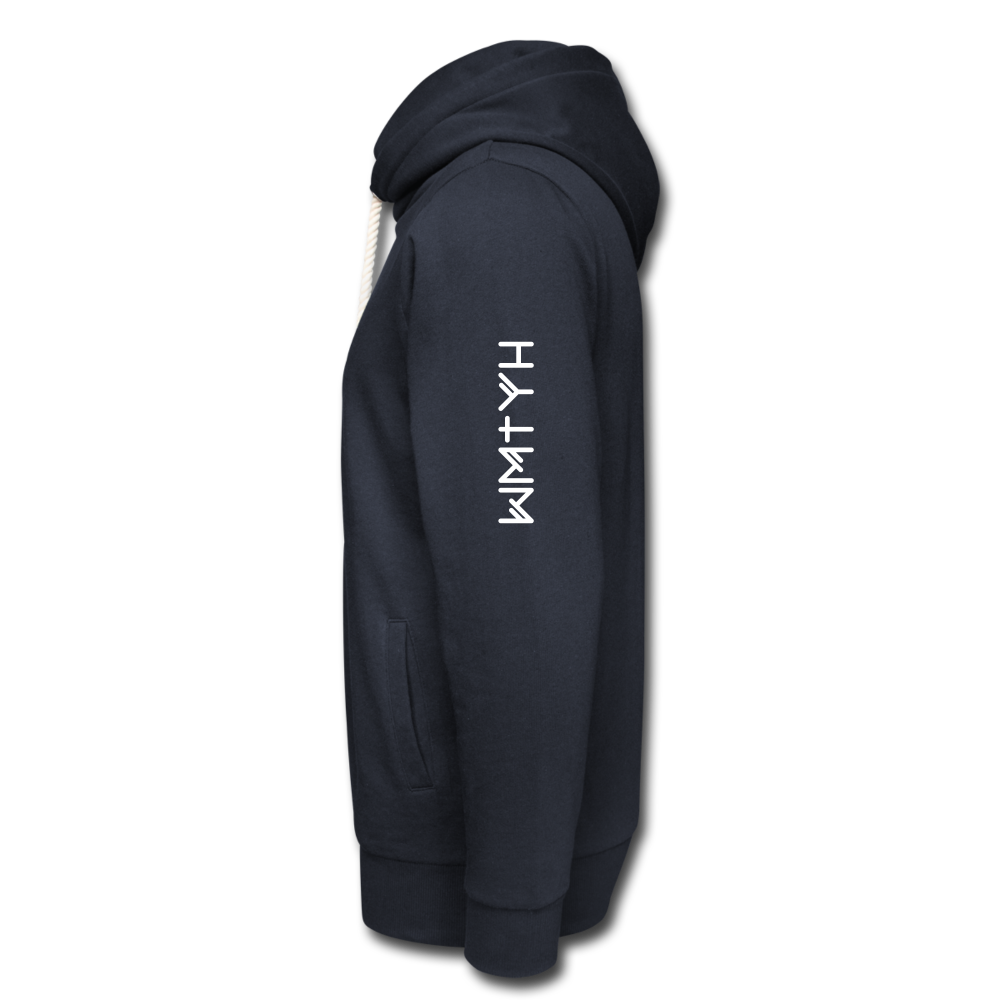 Wealthy Soul Heart (Worth More Than You Have) Shawl Collar Hoodie - navy