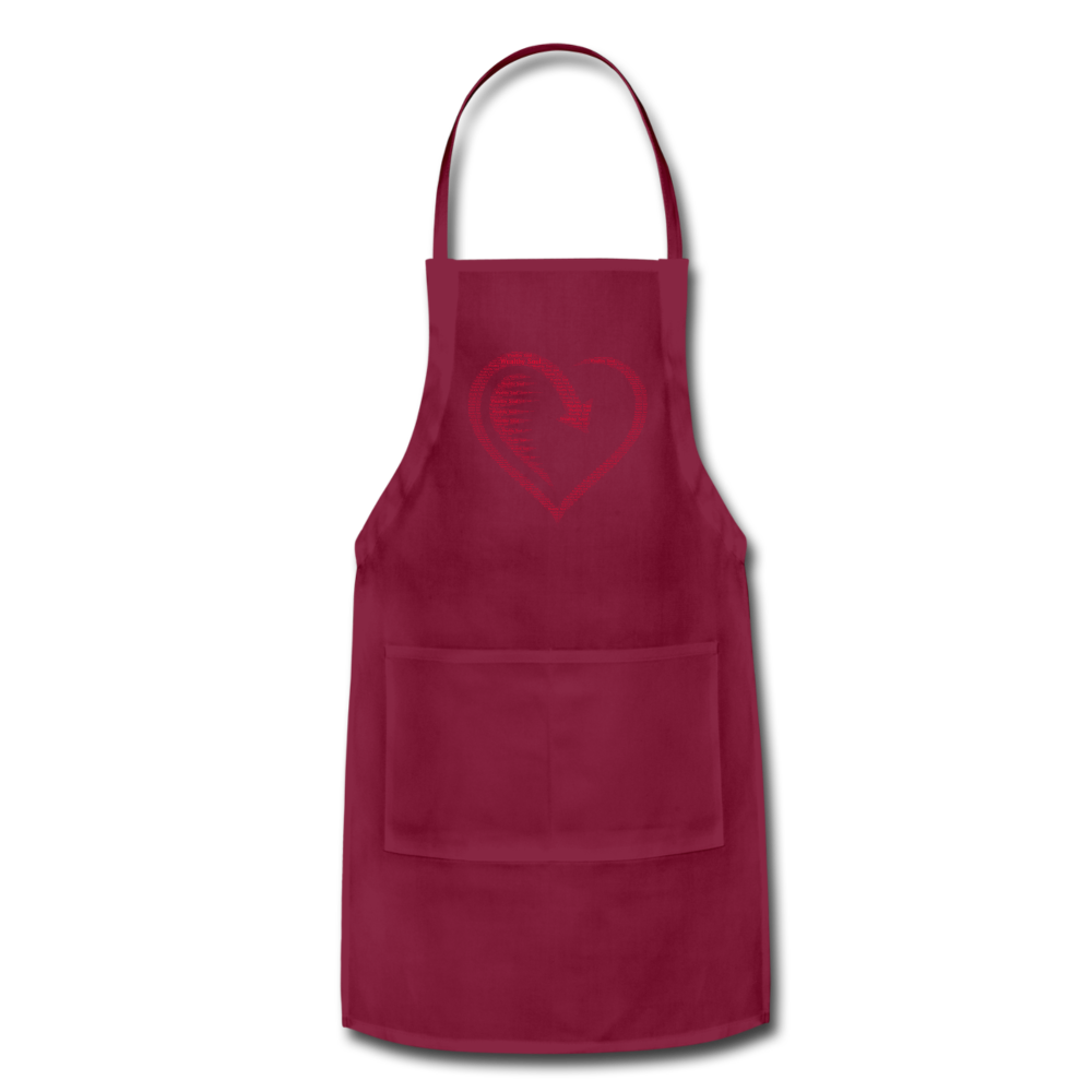 Wealthy Soul Heart Adjustable Apron - burgundy