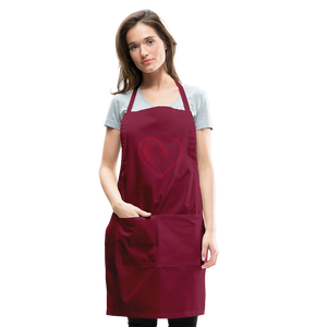 Wealthy Soul Heart Adjustable Apron - burgundy