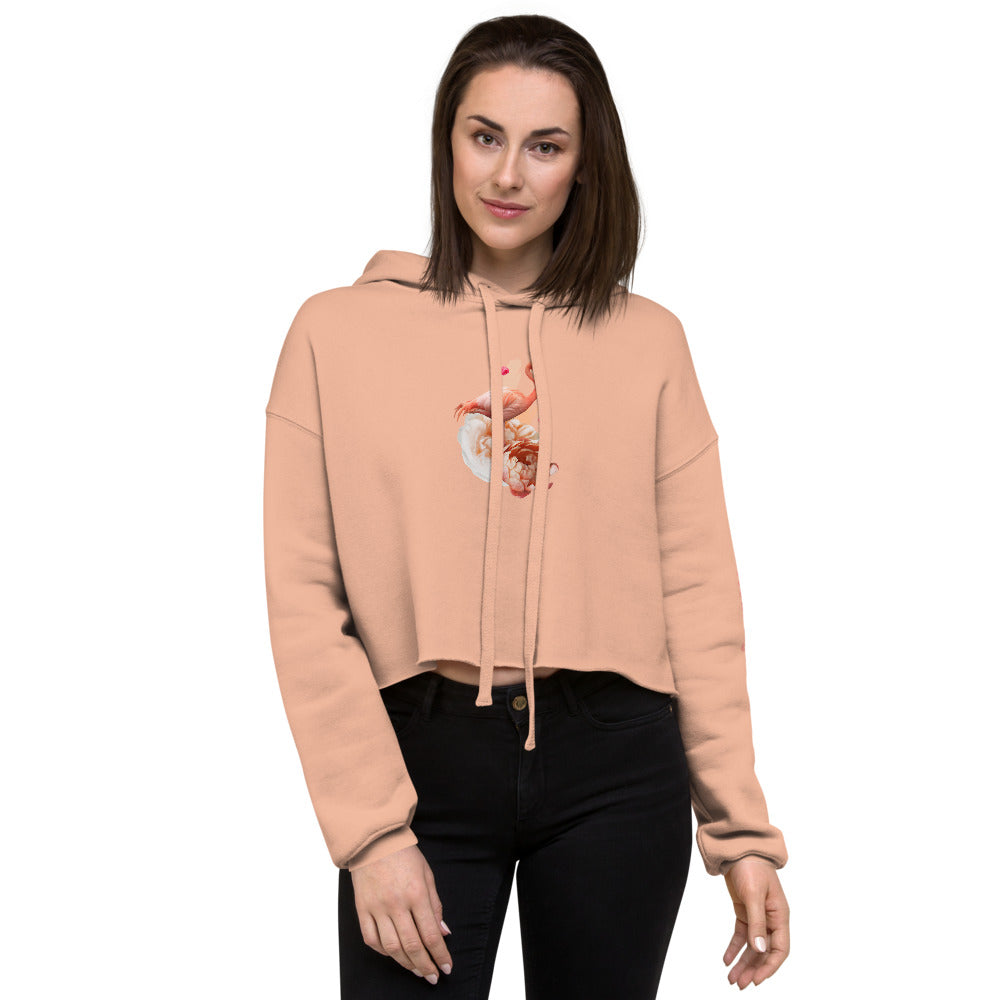 Wealthy Soul Flamingo Crop Hoodie